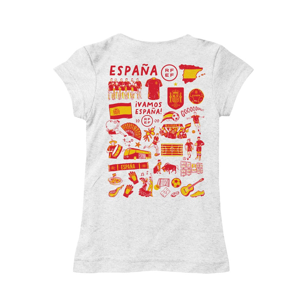 Spain National Team Vive La Fete Girls Youth Impressions Artwork Fitted T-Shirt for sale - White