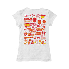 Spain National Team Vive La Fete Girls Youth Impressions Artwork Fitted T-Shirt