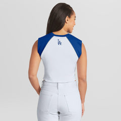 Los Angeles Dodgers WEAR by Erin Andrews Women's Cooperstown Cropped Raglan Tank Top - MLB Tanks