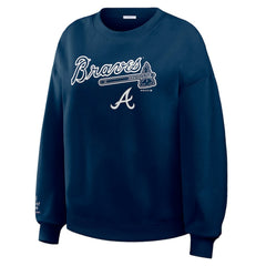 Atlanta Braves WEAR by Erin Andrews Women's Heavyweight Crew Neck Sweatshirt - MLB Sweatshirts