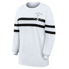 Baltimore Orioles WEAR by Erin Andrews Women's Oversized Long Sleeve Striped T-Shirt - MLB T-shirts
