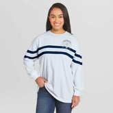 Milwaukee Brewers WEAR by Erin Andrews Women's Oversized Long Sleeve Striped T-Shirt - MLB T-shirts