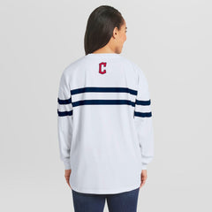 Cleveland Guardians WEAR by Erin Andrews Women's Oversized Long Sleeve Striped T-Shirt - MLB T-shirts