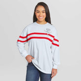 Cincinnati Reds WEAR by Erin Andrews Women's Oversized Long Sleeve Striped T-Shirt - MLB T-shirts