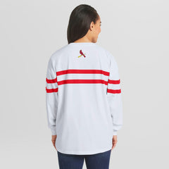 St. Louis Cardinals WEAR by Erin Andrews Women's Oversized Long Sleeve Striped T-Shirt - MLB T-shirts