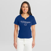 Chicago Cubs WEAR by Erin Andrews Women's Notch Neck Cropped T-Shirt - MLB T-shirts