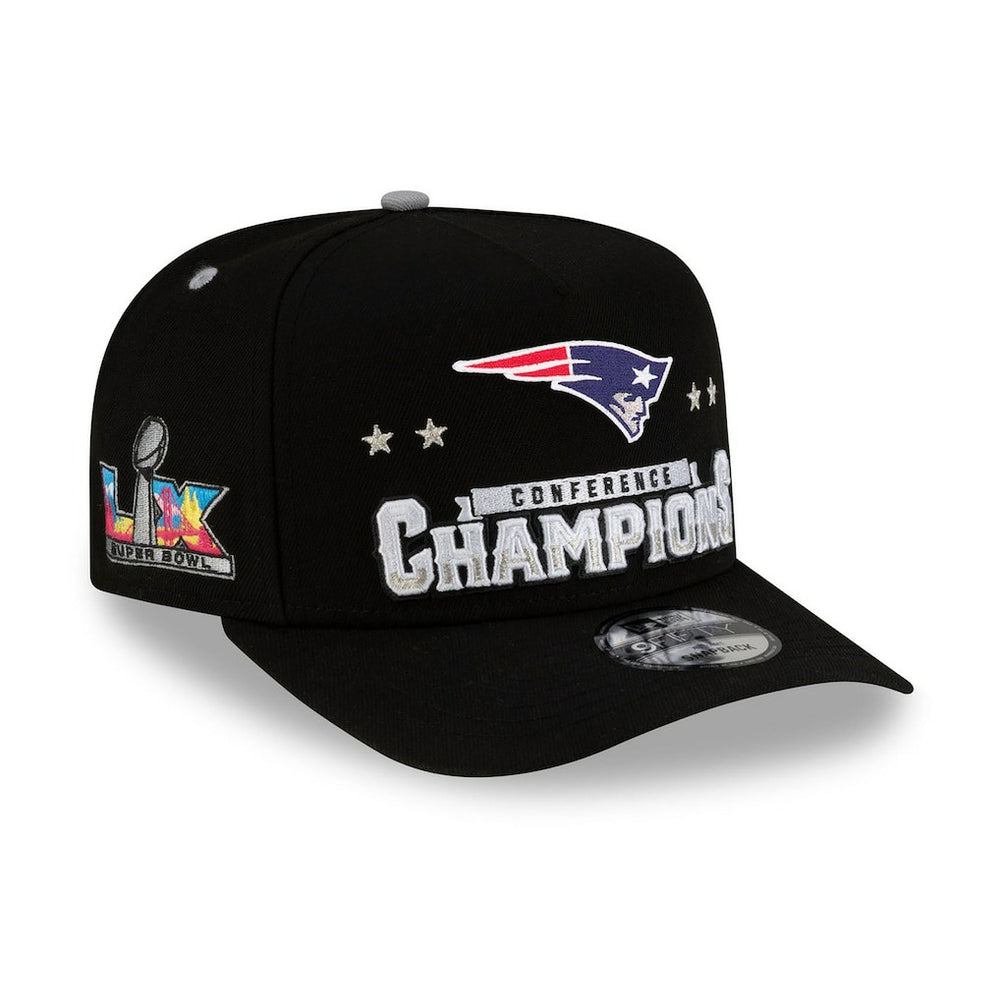 New England Patriots 2025 AFC Champions Locker Room Trophy Collection A-Frame 9FIFTY Snapback Hat | NFL Near me