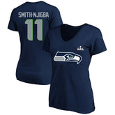 Seattle Seahawks Jaxon Smith-Njigba Women's Super Bowl LX Patch Plus Size Name & Number V-Neck T-Shirt | NFL On sale