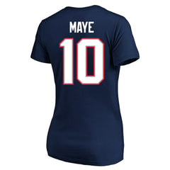 New England Patriots Drake Maye Women's Super Bowl LX Patch Plus Size Name & Number V-Neck T-Shirt | NFL Discount