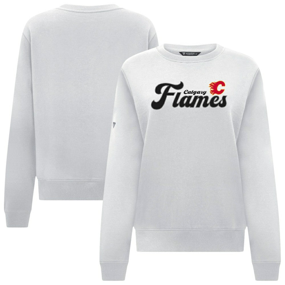 Calgary Flames Levelwear Women's Yvette Big Script Tri-Blend Sweatshirt - NHL Sweatshirts