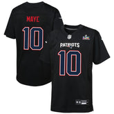 New England Patriots Drake Maye Youth Super Bowl LX Patch Carbon Fashion Game Jersey | NFL On sale