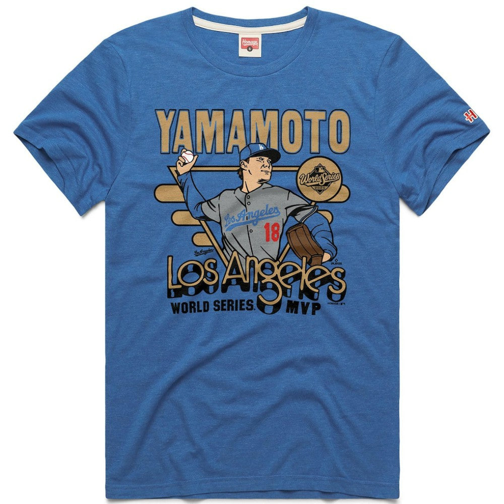 Yoshinobu Yamamoto Los Angeles Dodgers Homage Unisex 2026 Gold Collection World Series MVP Tri-Blend T-Shirt - MLB T-shirts