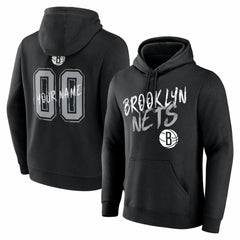 Black Brooklyn Nets Big & Tall Hustle Personalized Name & Number Hoodie | NBA