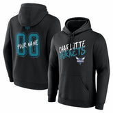 Black Charlotte Hornets Big & Tall Hustle Personalized Name & Number Hoodie | NBA