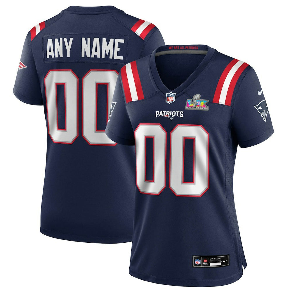 New England Patriots Women's Super Bowl LX Patch Custom Game Jersey | NFL Hot