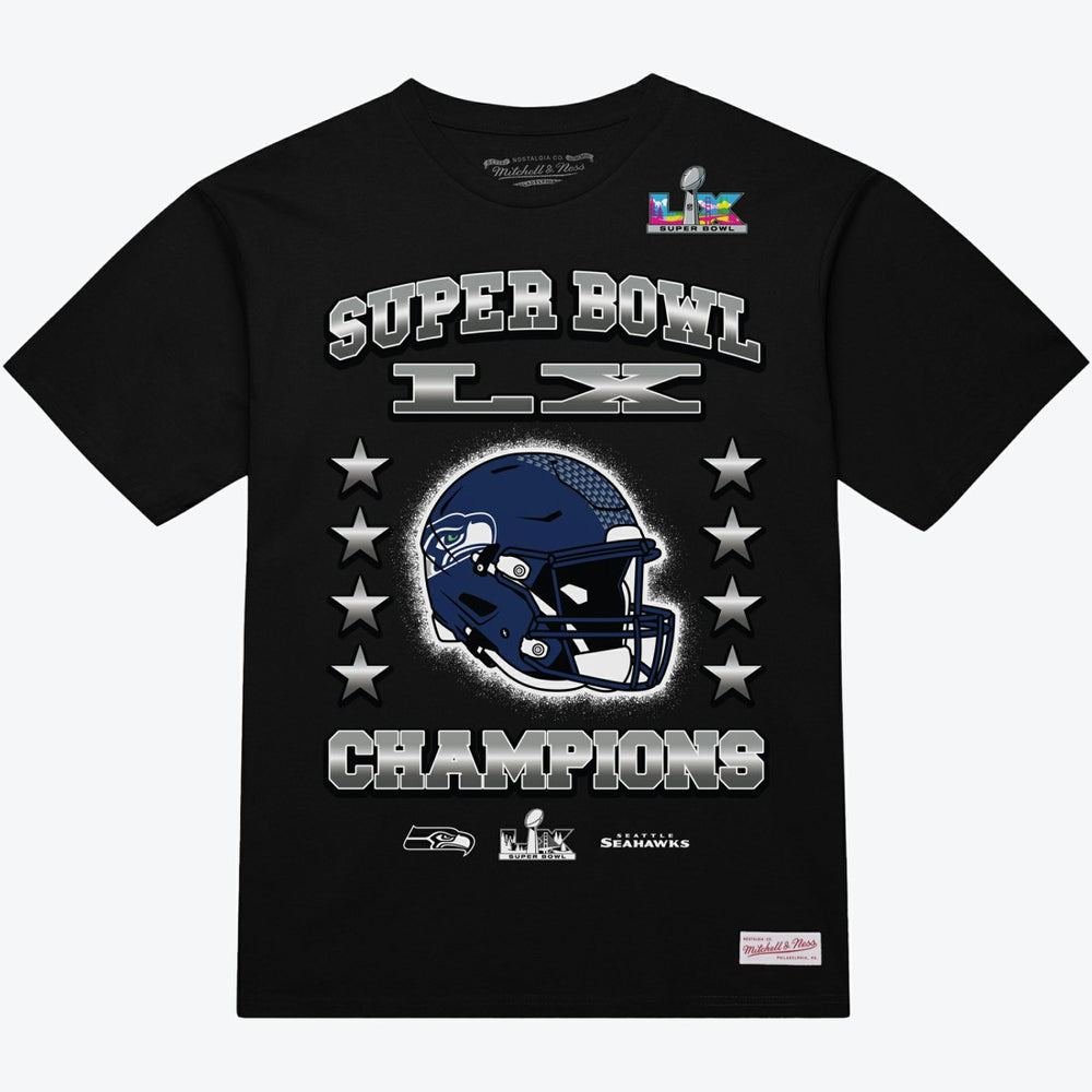 Seattle Seahawks Super Bowl LX Champions Helmet Arch T-Shirt | NFL Discount