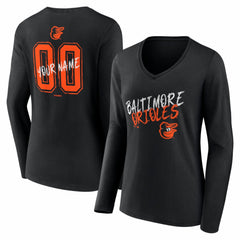 Baltimore Orioles Women's Hustle Personalized Name & Number Long Sleeve V-Neck T-Shirt - MLB T-shirts
