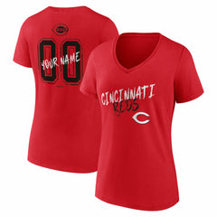 Cincinnati Reds Women's Hustle Personalized Name & Number V-Neck T-Shirt - MLB T-shirts
