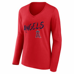 Los Angeles Angels Women's Hustle Personalized Name & Number Long Sleeve V-Neck T-Shirt - MLB T-shirts