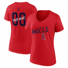 Los Angeles Angels Women's Hustle Personalized Name & Number V-Neck T-Shirt - MLB T-shirts