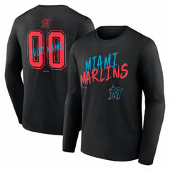 Miami Marlins Hustle Personalized Name & Number Long Sleeve T-Shirt - MLB T-shirts