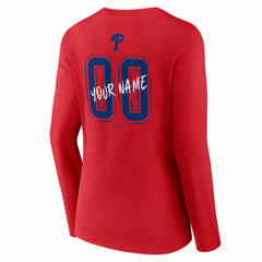 Philadelphia Phillies Women's Hustle Personalized Name & Number Long Sleeve V-Neck T-Shirt - MLB T-shirts