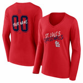 St. Louis Cardinals Women's Hustle Personalized Name & Number Long Sleeve V-Neck T-Shirt - MLB T-shirts