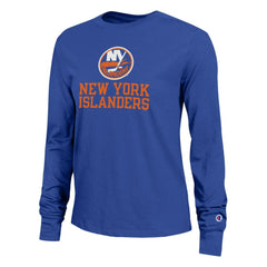 New York Islanders Champion Women's Wordmark Lockup Long Sleeve T-Shirt - NHL T-shirts