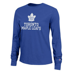 Toronto Maple Leafs Champion Women's Wordmark Lockup Long Sleeve T-Shirt - NHL T-shirts
