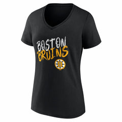 Boston Bruins Women's Hustle Personalized Name & Number V-Neck T-Shirt - NHL T-shirts