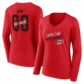 Carolina Hurricanes Women's Hustle Personalized Name & Number Long Sleeve V-Neck T-Shirt - NHL T-shirts
