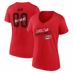 Carolina Hurricanes Women's Hustle Personalized Name & Number V-Neck T-Shirt - NHL T-shirts