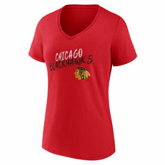 Chicago Blackhawks Women's Hustle Personalized Name & Number V-Neck T-Shirt - NHL T-shirts