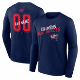 Columbus Blue Jackets Hustle Personalized Name & Number Long Sleeve T-Shirt - NHL T-shirts