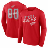 Detroit Red Wings Hustle Personalized Name & Number Long Sleeve T-Shirt - NHL T-shirts