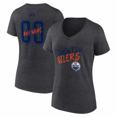 Edmonton Oilers Women's Hustle Personalized Name & Number V-Neck T-Shirt - NHL T-shirts