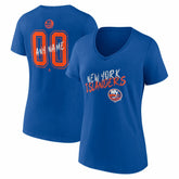 New York Islanders Women's Hustle Personalized Name & Number V-Neck T-Shirt - NHL T-shirts