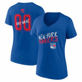 New York Rangers Women's Hustle Personalized Name & Number V-Neck T-Shirt - NHL T-shirts
