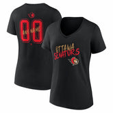 Ottawa Senators Women's Hustle Personalized Name & Number V-Neck T-Shirt - NHL T-shirts