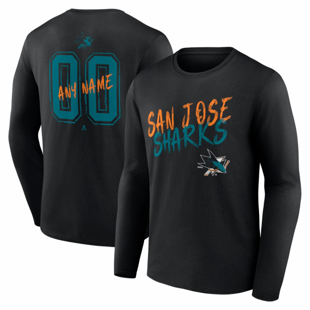 San Jose Sharks Hustle Personalized Name & Number Long Sleeve T-Shirt - NHL T-shirts