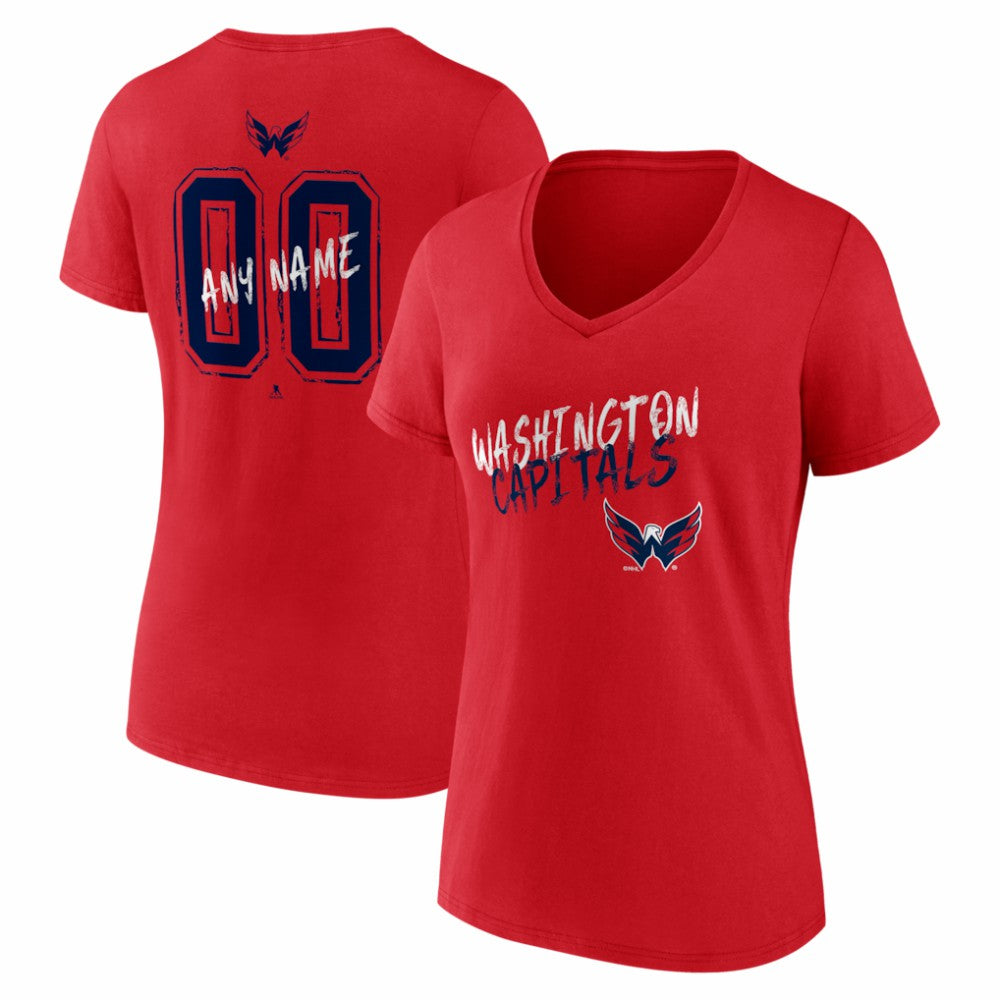 Washington Capitals Women's Hustle Personalized Name & Number V-Neck T-Shirt - NHL T-shirts