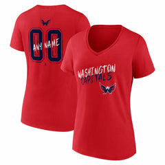 Washington Capitals Women's Hustle Personalized Name & Number V-Neck T-Shirt - NHL T-shirts