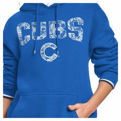 Chicago Cubs Starter Women's Lace Team Lockup Fleece Hoodie - MLB Hoodies