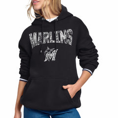 Miami Marlins Starter Women's Lace Team Lockup Fleece Hoodie - MLB Hoodies
