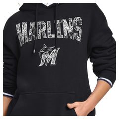 Miami Marlins Starter Women's Lace Team Lockup Fleece Hoodie - MLB Hoodies