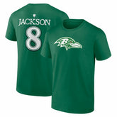 Baltimore Ravens Lamar Jackson St. Patrick's Day Icon Name & Number T-Shirt | NFL Sale