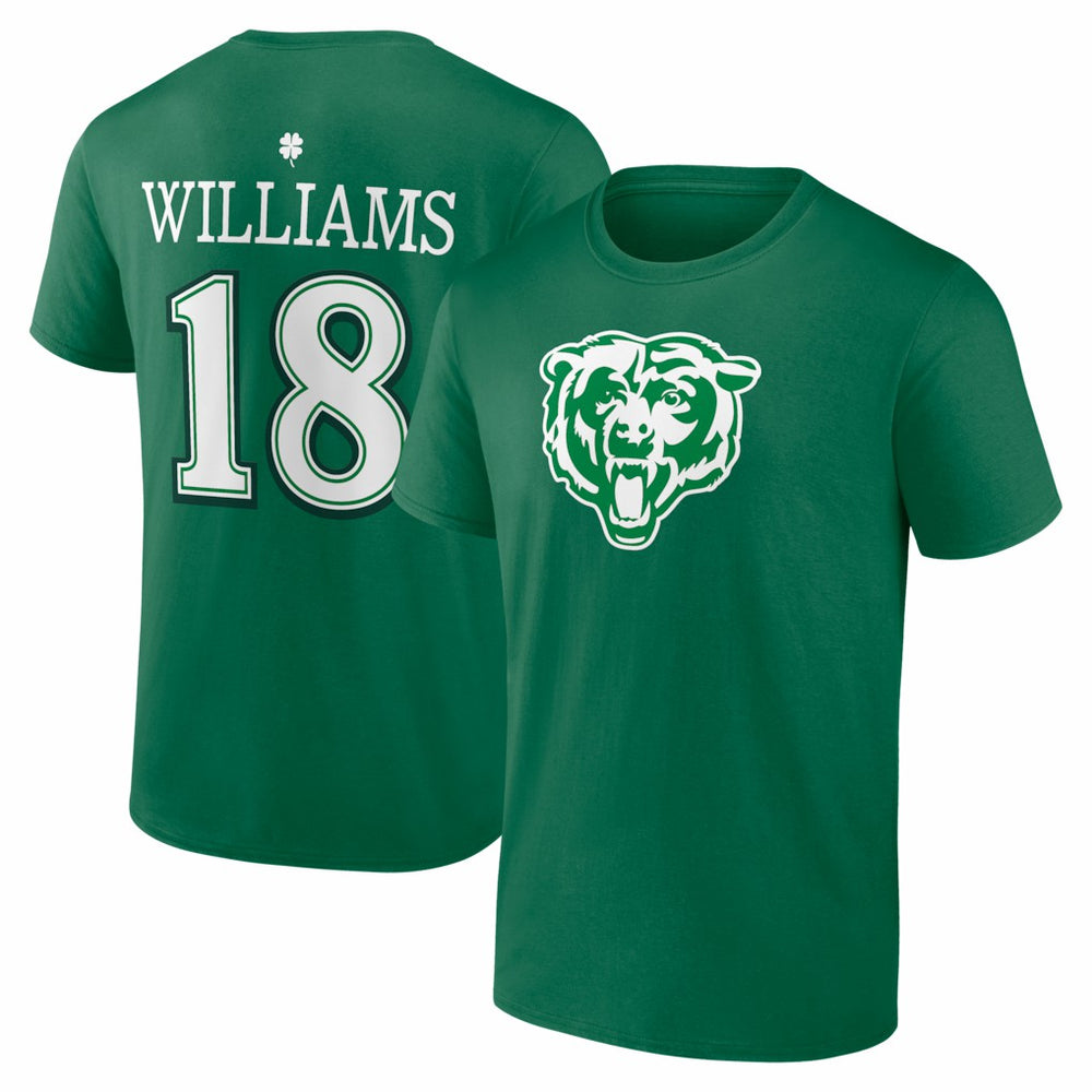Chicago Bears Caleb Williams St. Patrick's Day Icon Name & Number T-Shirt | NFL Hot