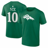 Denver Broncos Bo Nix St. Patrick's Day Icon Name & Number T-Shirt | NFL Discount