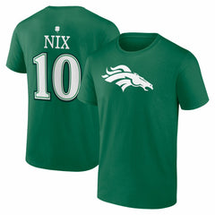 Denver Broncos Bo Nix St. Patrick's Day Icon Name & Number T-Shirt | NFL Discount