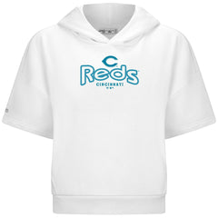 Cincinnati Reds Levelwear Women's Amber Short Sleeve Cornerstone Hoodie - MLB Hoodies
